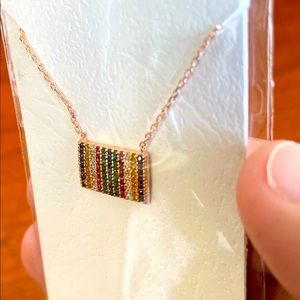 Rose Gold Multi Gemstone Waterfall Necklace